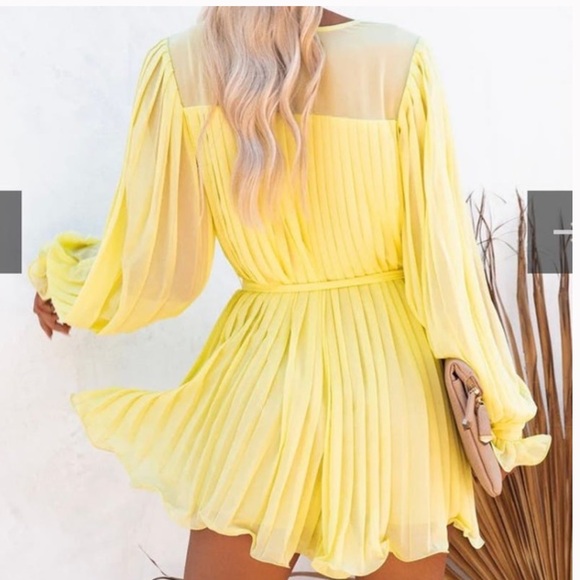 Endless Rose Yellow Pleated Jumpsuit - Picture 2 of 13